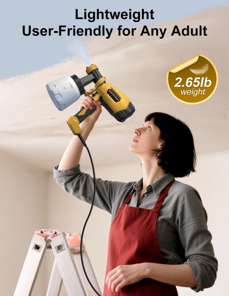 WIBENTL HVLP Paint Sprayer, Electric Spray Paint Gun, 3 Modes & 4 Barss Nozzles, with Cleaning & Blowing Joints, Variable Flow Control, for Doors, Fences, Furniture, Wall, Cabinet, Garden Chairs, etc. - Image 2